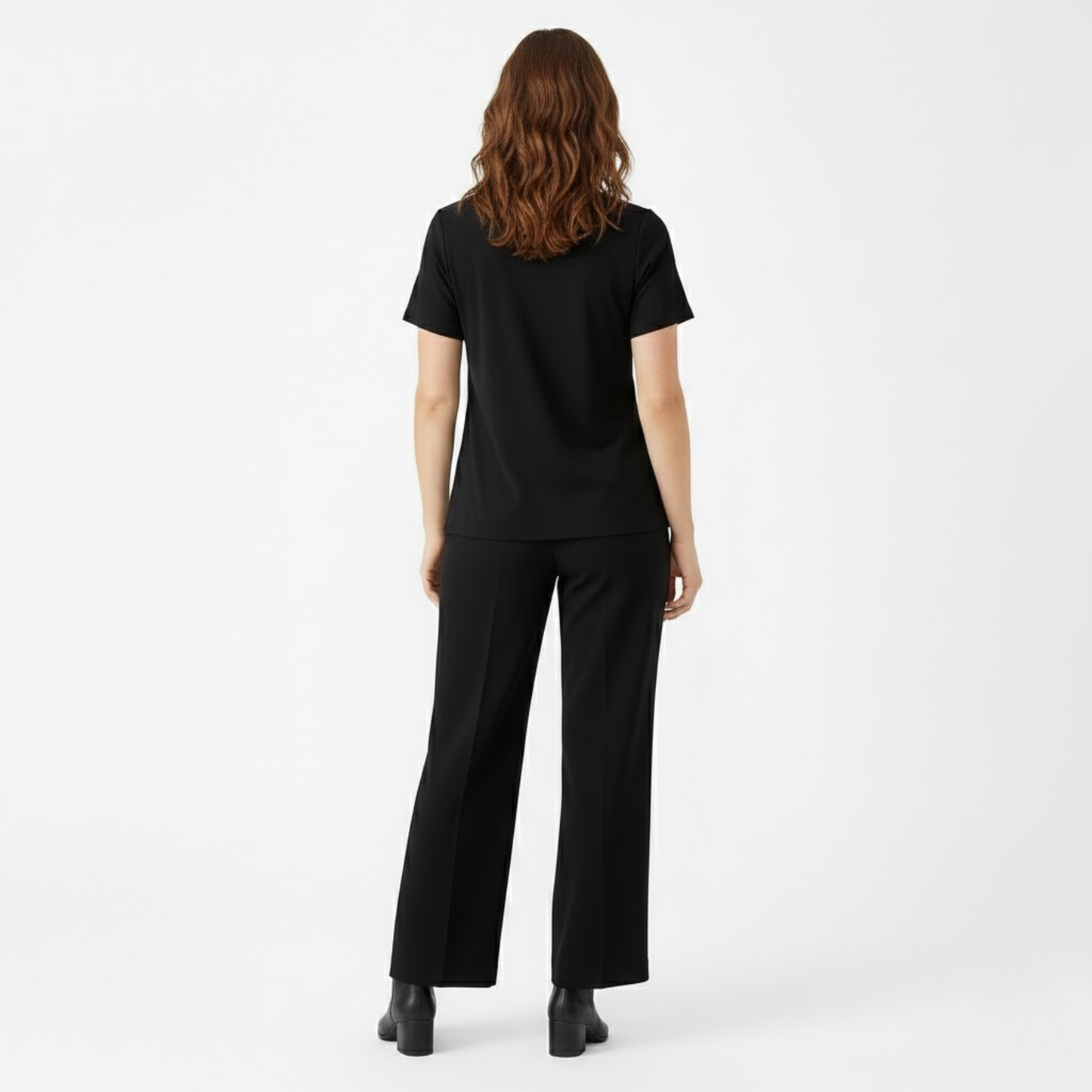 Women's Casual Two-Piece Set with Asymmetrical Split Top and Wide Leg Pants