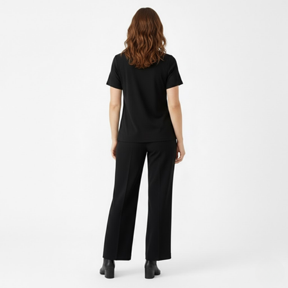 Women's Casual Two-Piece Set with Asymmetrical Split Top and Wide Leg Pants