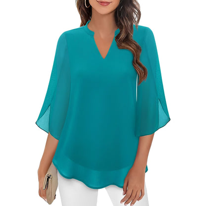 Vanessa - Loose Fit V-Neck Blouse for Women