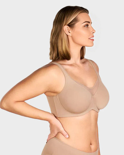 Comfortable Plus Size Full Coverage Cooling Minimizer Bra for Enhanced Support