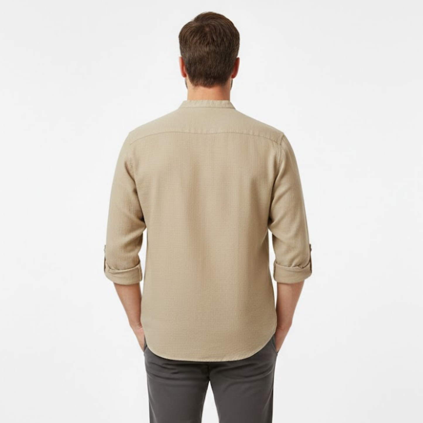 Men's Long Sleeve Cotton Linen Henley Shirt - Breathable Casual Beach Button Top