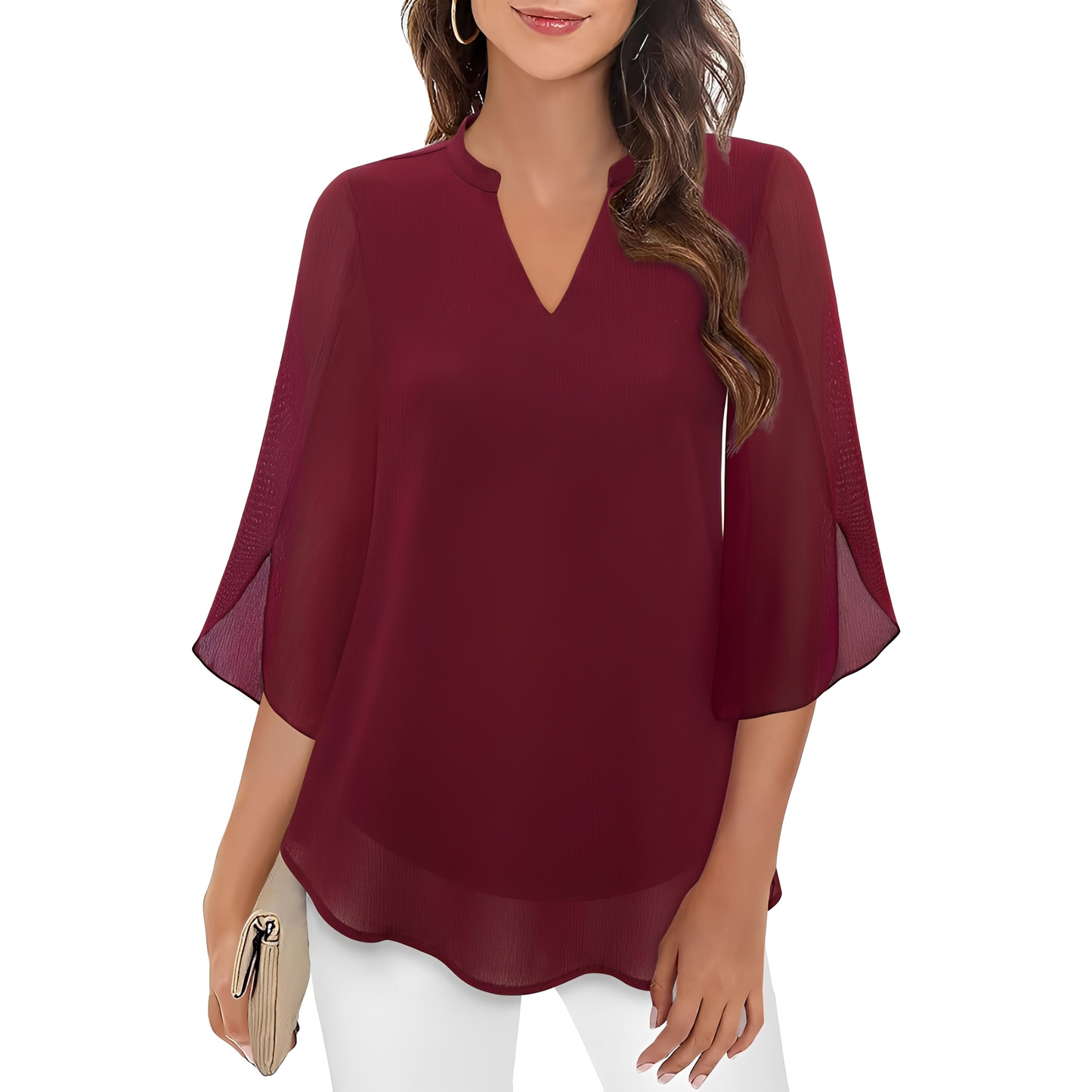 Vanessa - Loose Fit V-Neck Blouse for Women