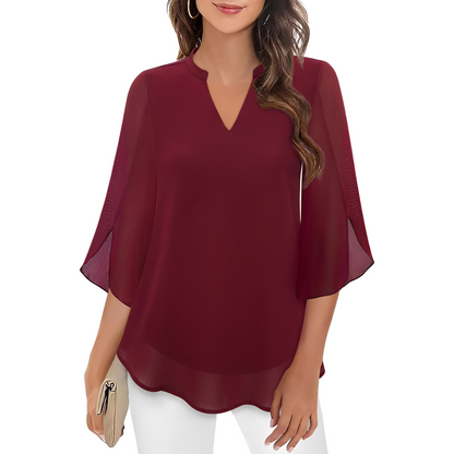 Vanessa - Loose Fit V-Neck Blouse for Women