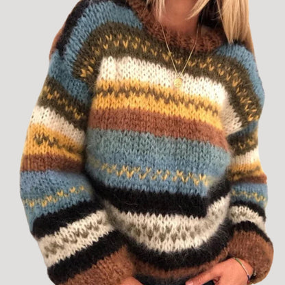 Cozy Women's Oversized Knitted Sweater - Winter Color Palette