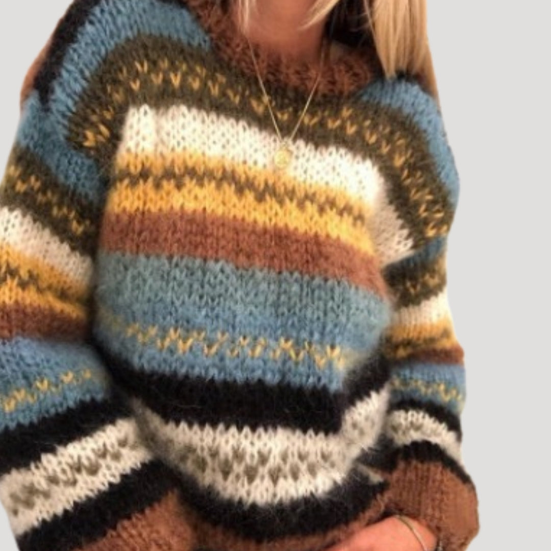 Cozy Women's Oversized Knitted Sweater - Winter Color Palette