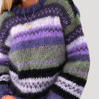 Cozy Women's Oversized Knitted Sweater - Winter Color Palette