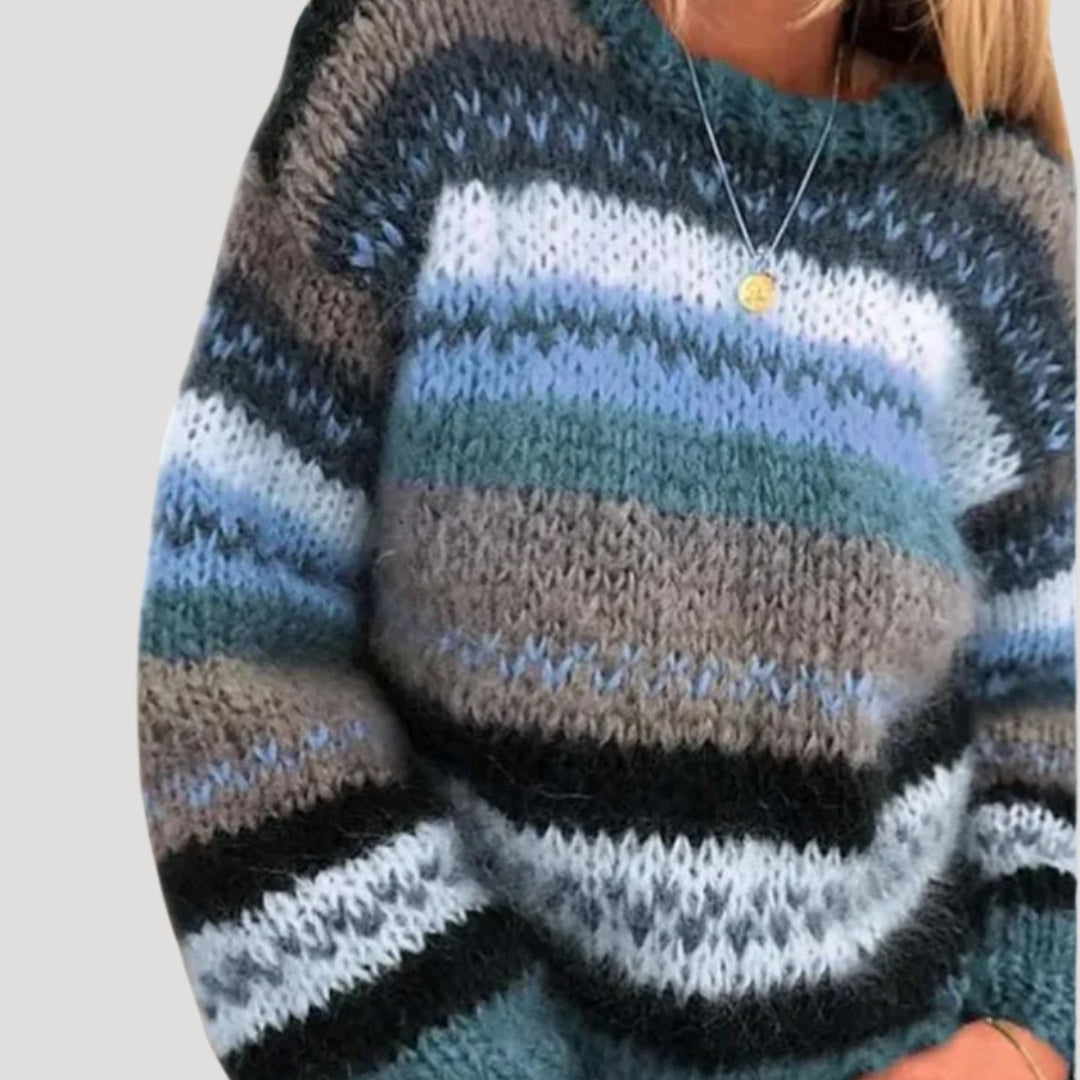 Cozy Women's Oversized Knitted Sweater - Winter Color Palette