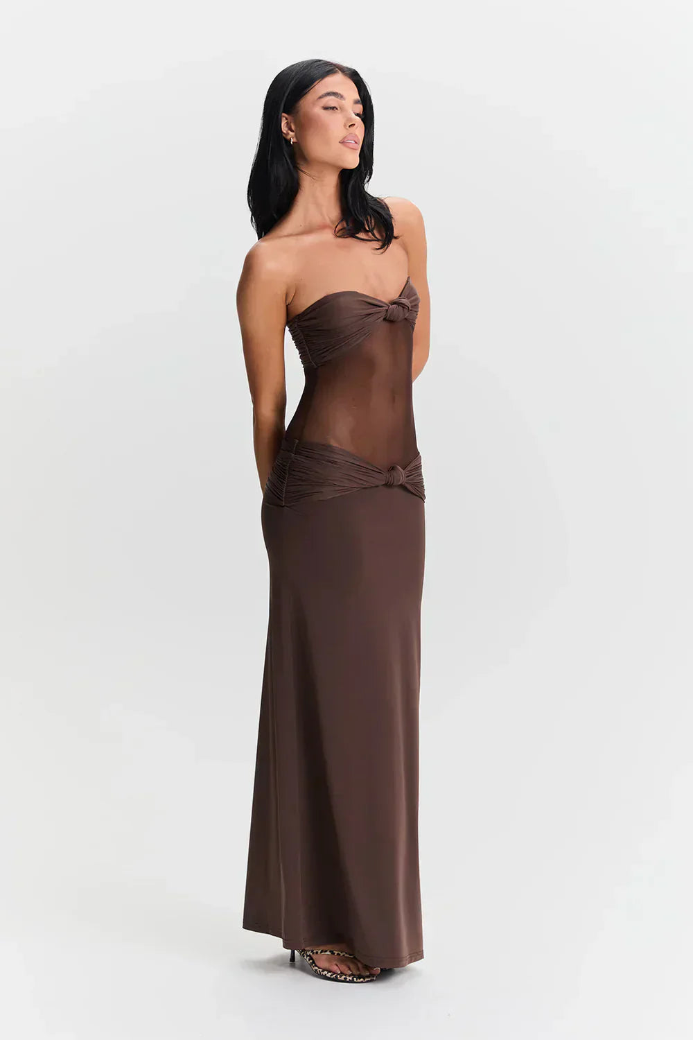 Ayesha | Strapless Mesh Detail Dress