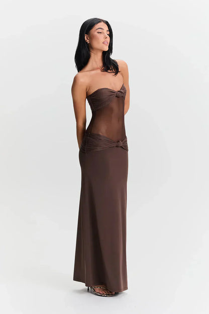 Ayesha | Strapless Mesh Detail Dress
