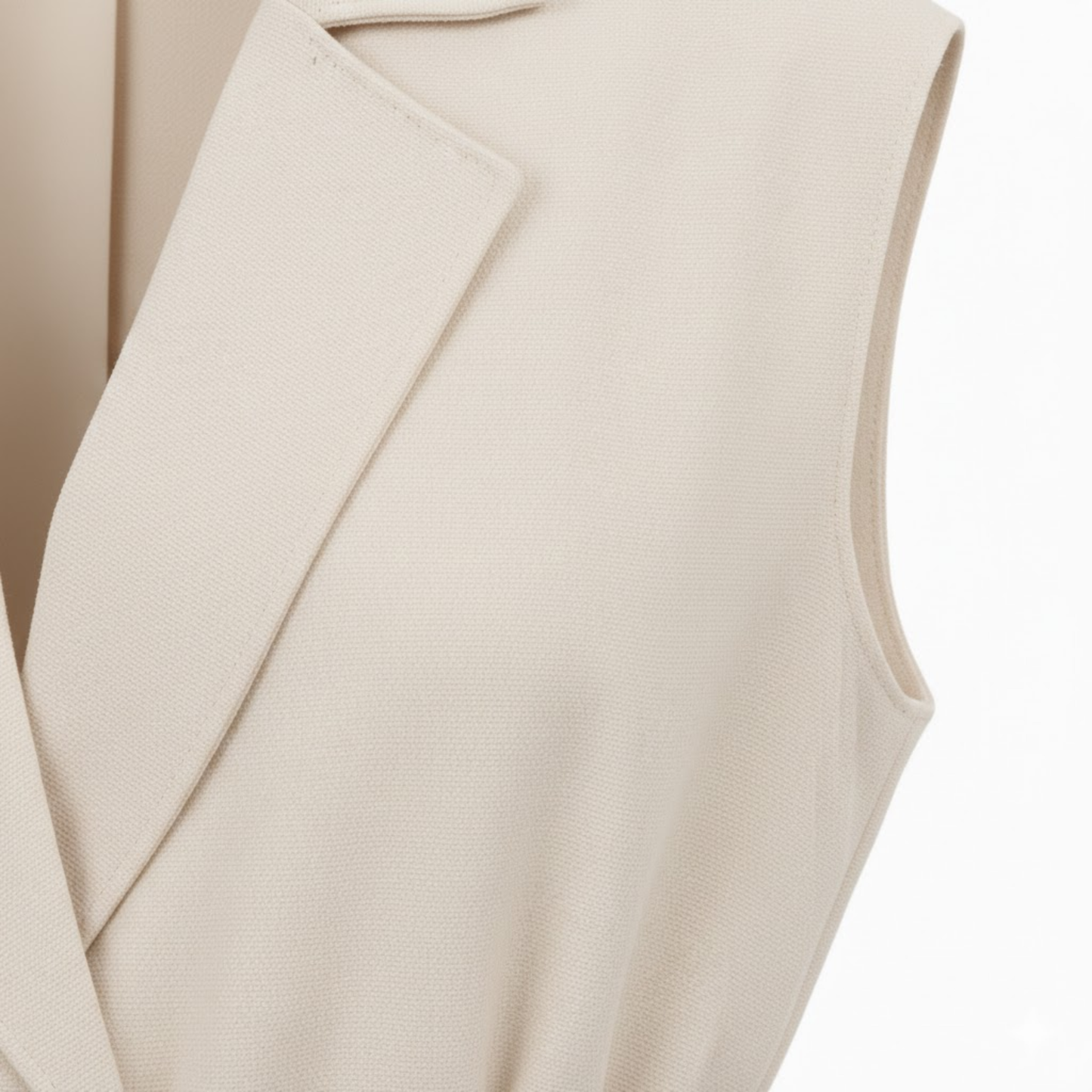 Women's Sleeveless Vest and Wide Leg Pants Outfit with Turn Down Collar and Adjustable Tie Waist Belt