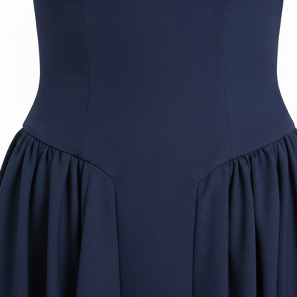 Elegant Spaghetti Strap Midi Dress with Corset Top and A-Line Skirt for Women