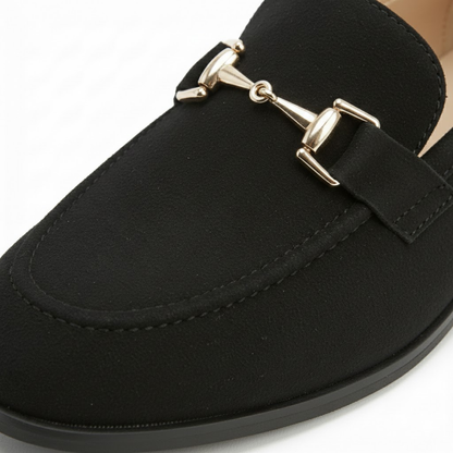 Men's Pointed Toe Patent Leather Loafers for Weddings with Gold Metal Buckle