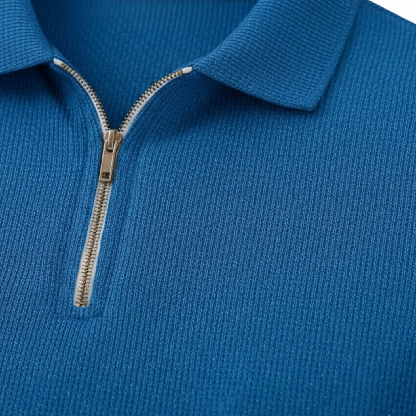 Men's Casual Two-Piece Tracksuit Set - Quarter Zip Polo Shirt and Drawstring Shorts