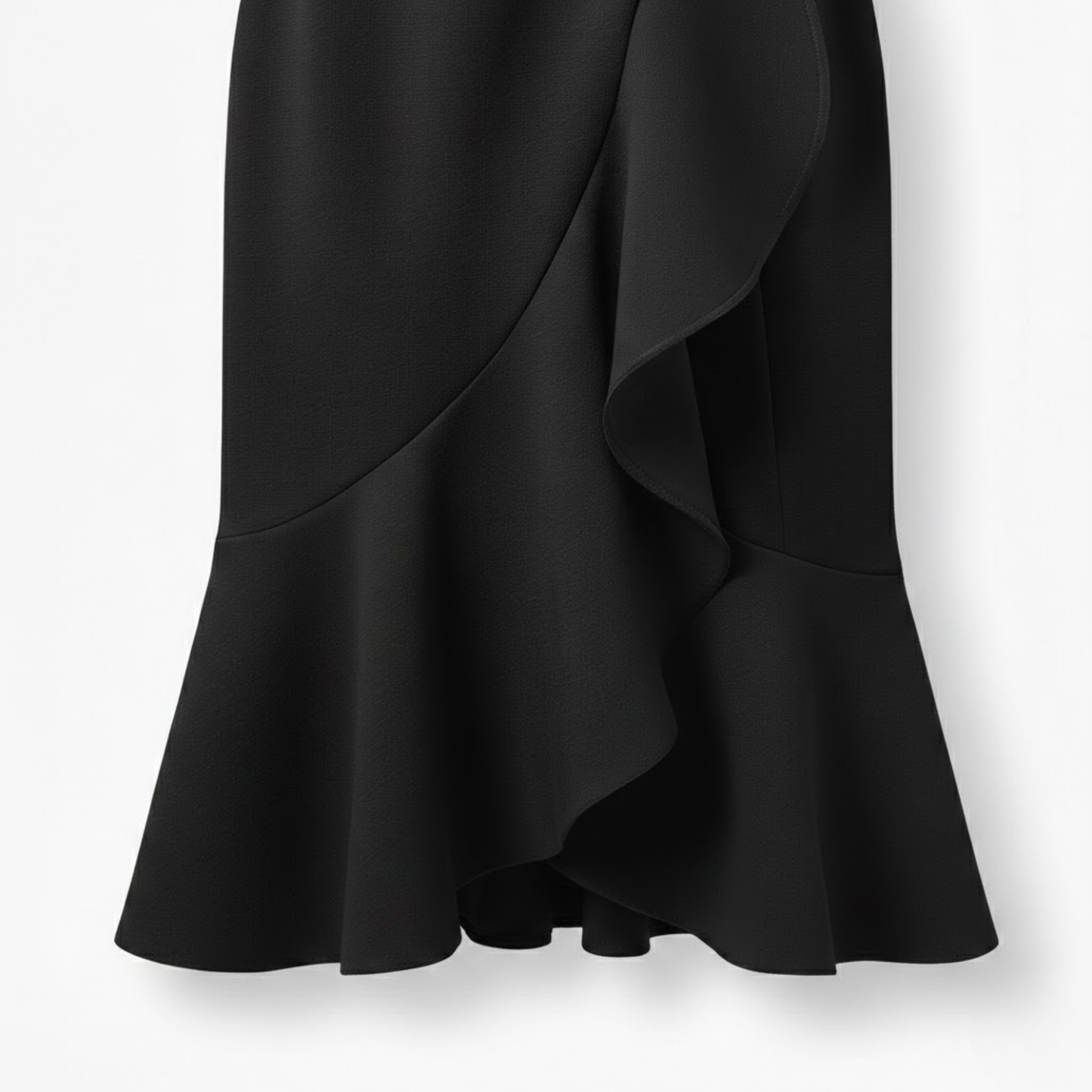 Women's Sleeveless Cotton Blend Midi Dress with Asymmetrical Ruffle and Mermaid Fit