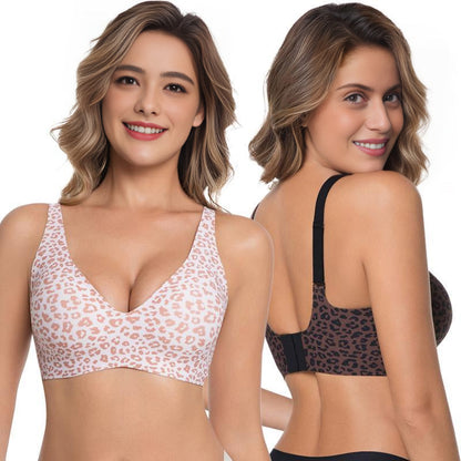 Seamless Deep V Push-Up Bra - Wireless Comfort and Support