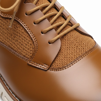 Men's Lace-Up Brogue Shoes - Pointed Toe PU Leather Casual Dress Footwear with Rubber Sole