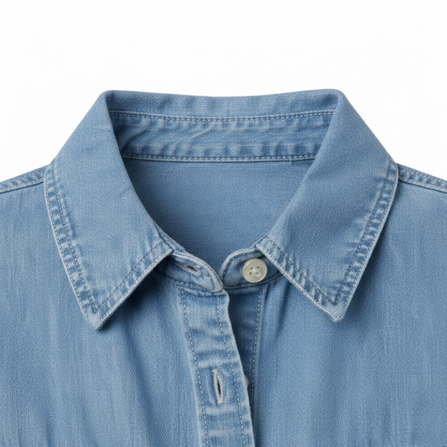 Casual Women's Long Sleeve Denim Shirt with Turn Down Collar - Cotton Blouse