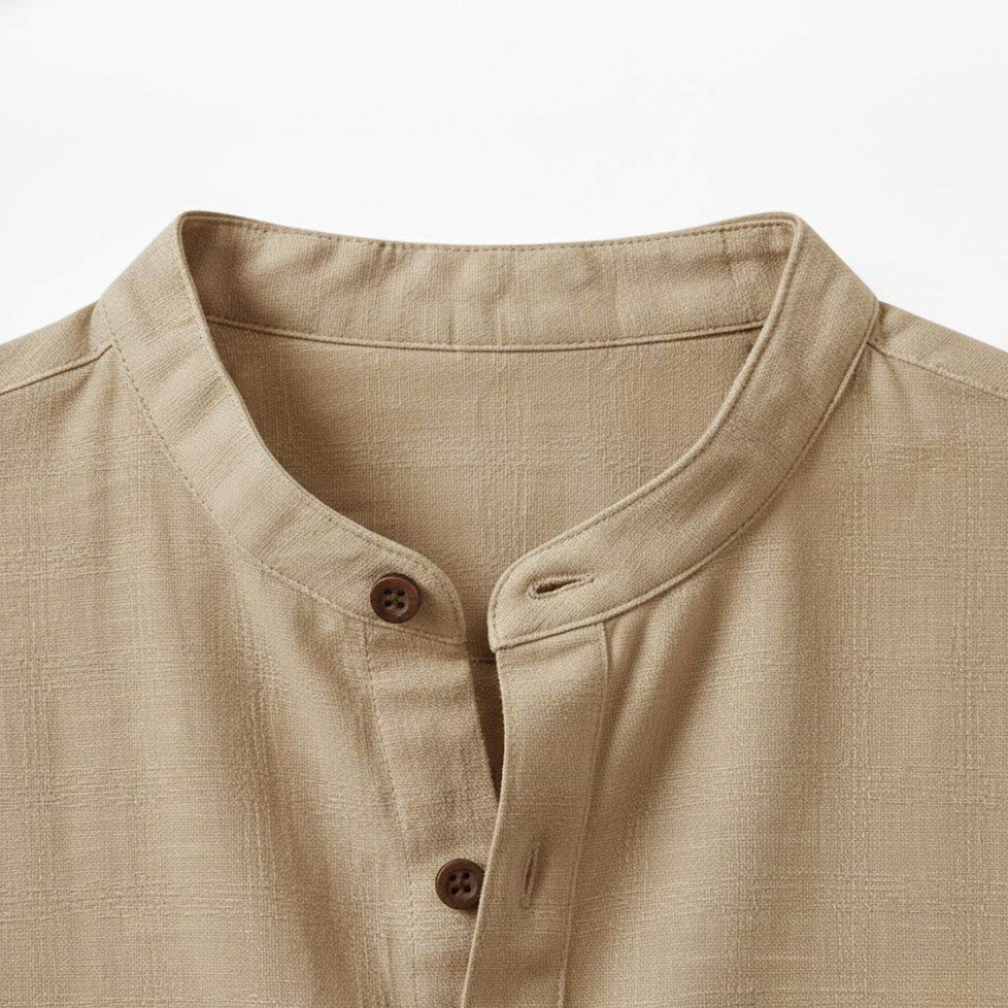 Men's Long Sleeve Cotton Linen Henley Shirt - Breathable Casual Beach Button Top