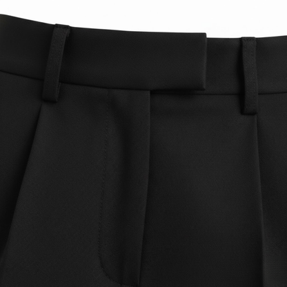 Women's High-Waisted Tailored Shorts with Button Fly and Side Pockets - Stylish Summer Apparel