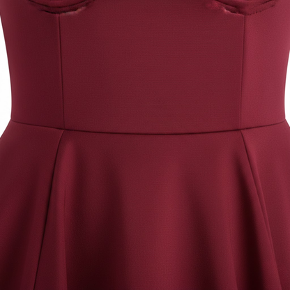 Embroidered V-Neck Sleeveless Corset Midi Dress - A-Line Flare Evening Party Gown