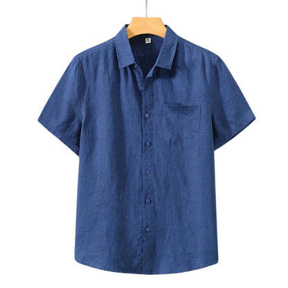 Men's Short Sleeve Linen Shirt - Lightweight Summer Casual Top