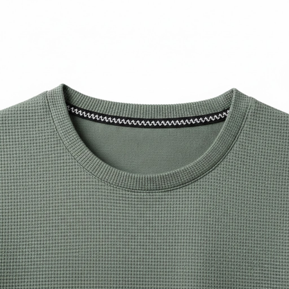 Men's Short Sleeve Waffle Knit Crew Neck T-Shirt - Breathable Casual Pullover Top