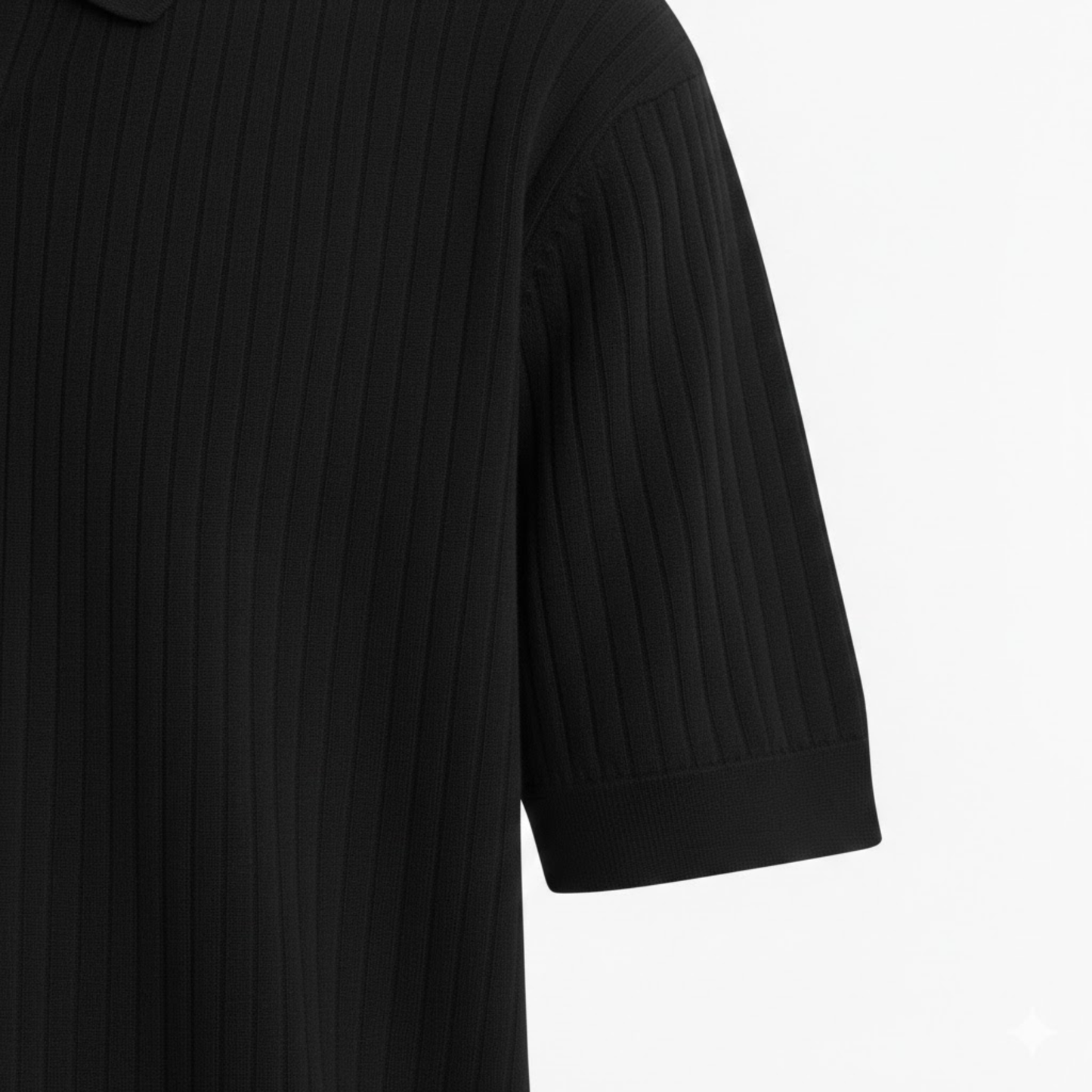 Men's Slim Fit Quick Dry Short Sleeve Ribbed Knit Polo Shirt for Golf and Casual Wear