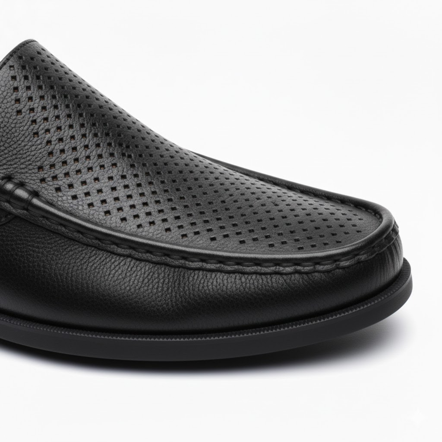 Men's Breathable Leather Slip-On Loafers - Perforated Formal Shoes for Office and Weddings
