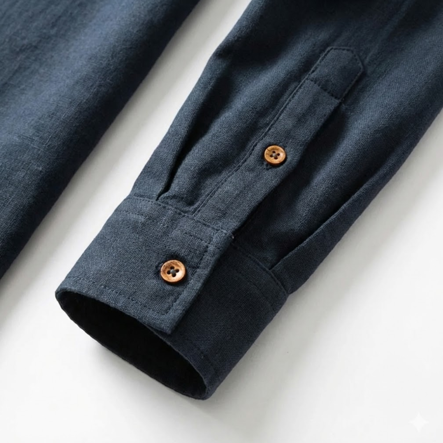 Men's Slim Fit Long Sleeve Cotton Linen Shirt with Stand Collar - Casual Button Down Top