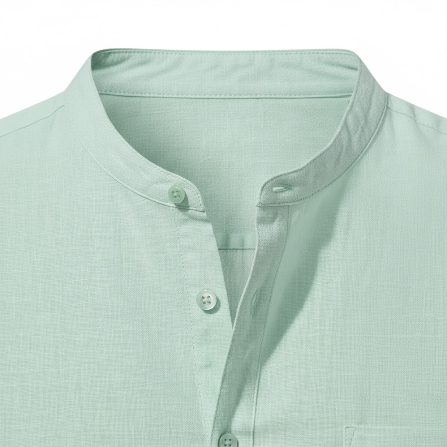 Men's Short Sleeve Cotton Linen Henley Shirt - Breathable Casual Beach Top with Pocket