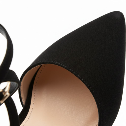Elegant Women's High Heel Pumps with Pointed Toe, Back Bowknot, and Cross Ankle Straps