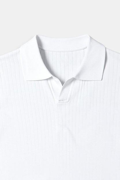 Men's Ribbed Cotton Polo Shirt - Stylish Casual Wear