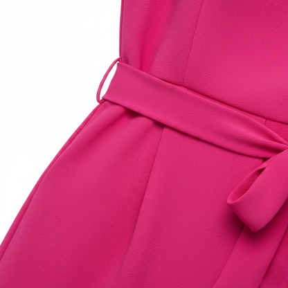 Women's High Waist Ankle-Length Jumpsuit with Flutter Sleeves and Sash - Wide Leg Romper