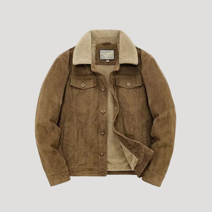 Men's Winter Faux Shearling Trucker Jacket | Suede-Style Outerwear for Cold Weather