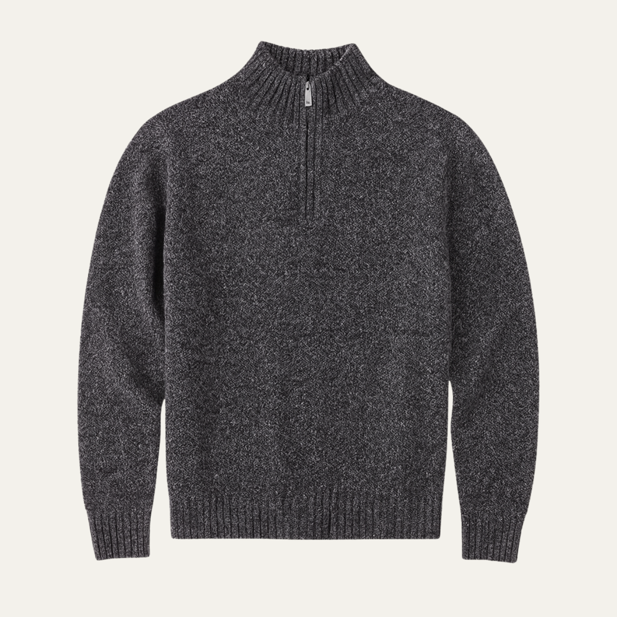 Men's Tailored Fit Quarter Zip Knit Sweater with Ribbed Detailing