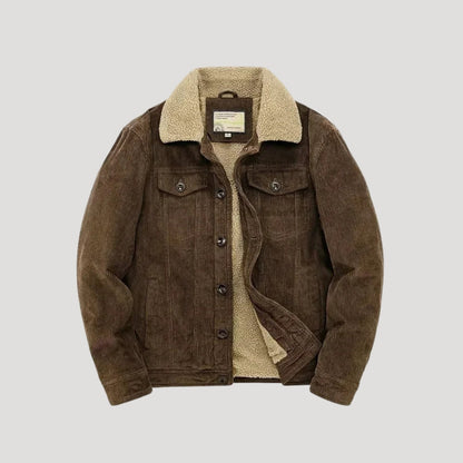 Men's Winter Faux Shearling Trucker Jacket | Suede-Style Outerwear for Cold Weather