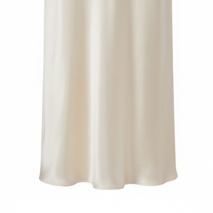 Elegant Satin V-Neck Maxi Slip Dress with Lace Patchwork and Sleeveless Backless Style