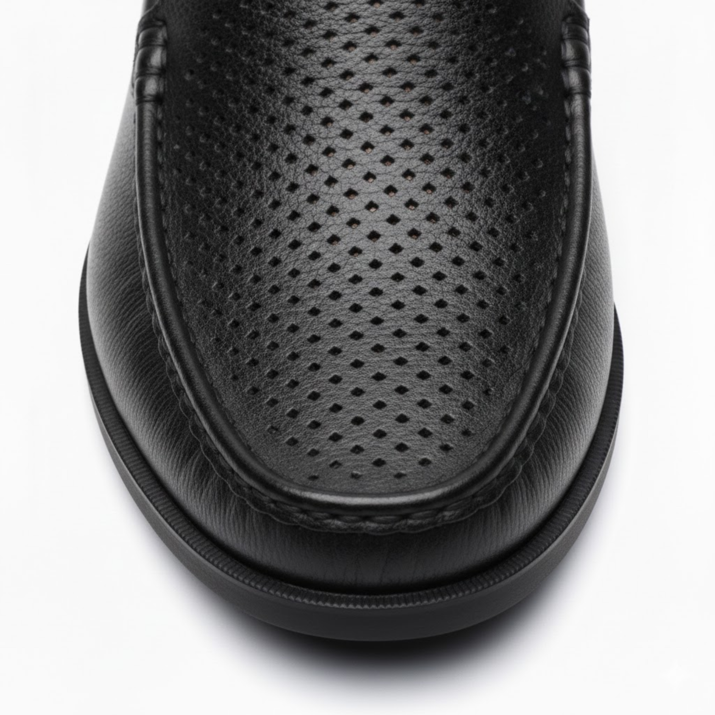 Men's Breathable Leather Slip-On Loafers - Perforated Formal Shoes for Office and Weddings