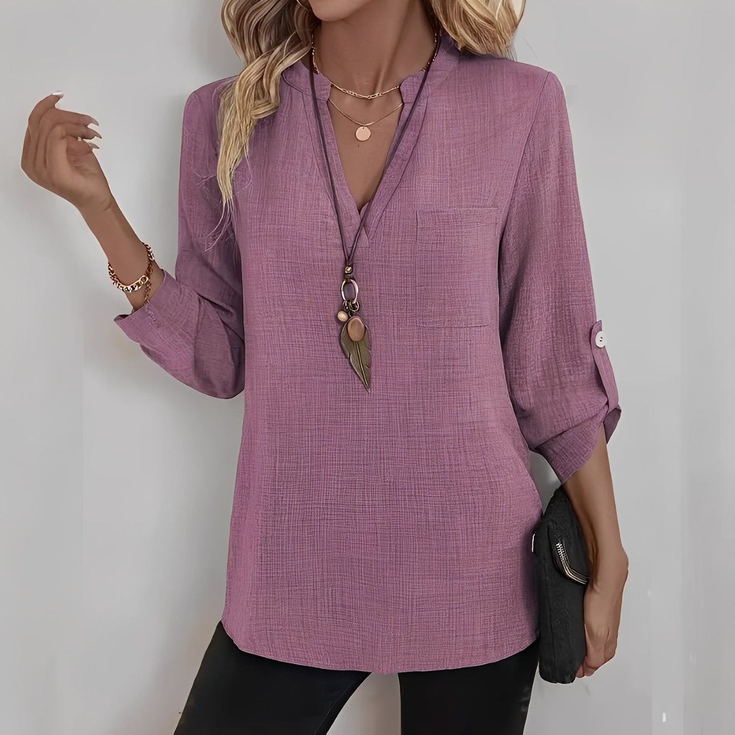 Vanie - Modern and Relaxed Blouse with V-Neck for Women