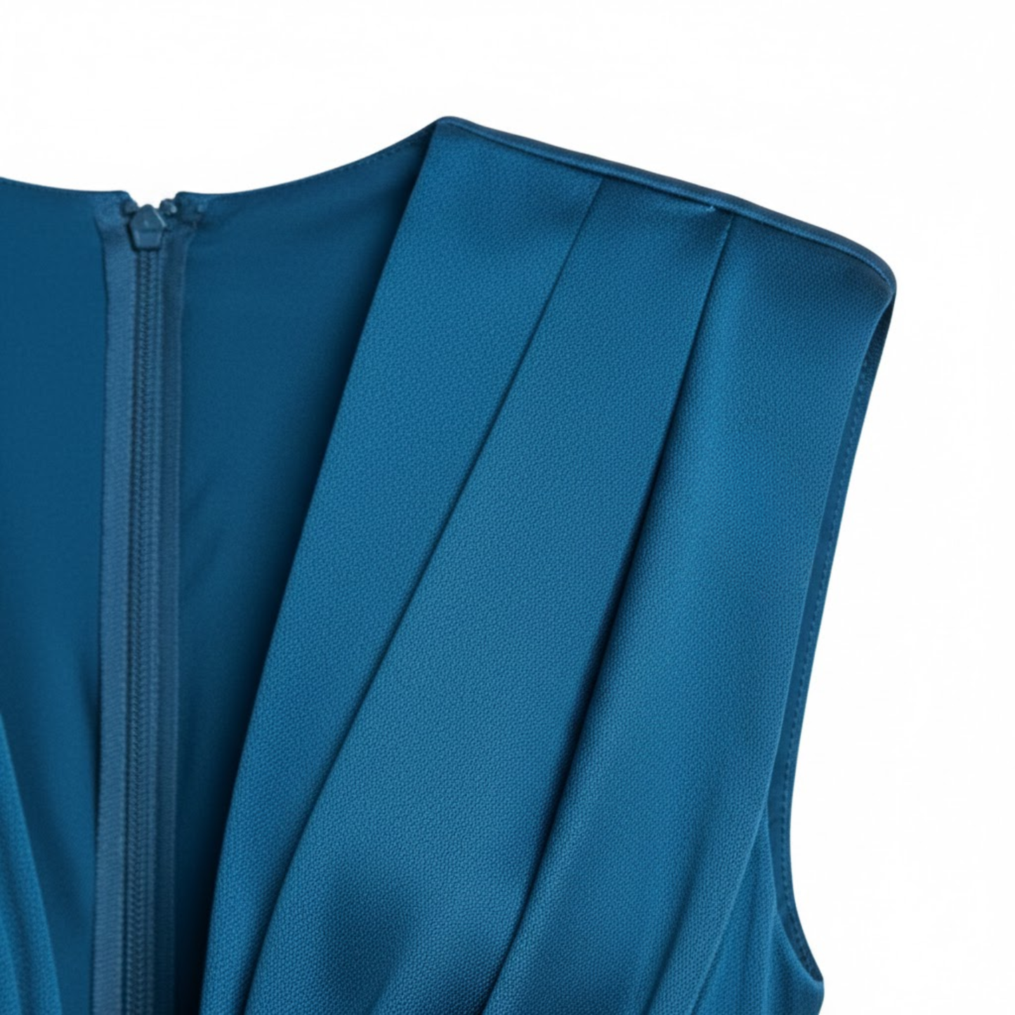 Elegant V-Neck Sleeveless Maxi Dress with Pleats, High Slit, and Ruched Bodice for Formal Occasions