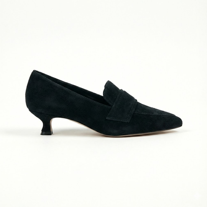 Women's Vintage Velvet Pointed Toe Slip-On Kitten Heels - Elegant High Heels for Chic Style