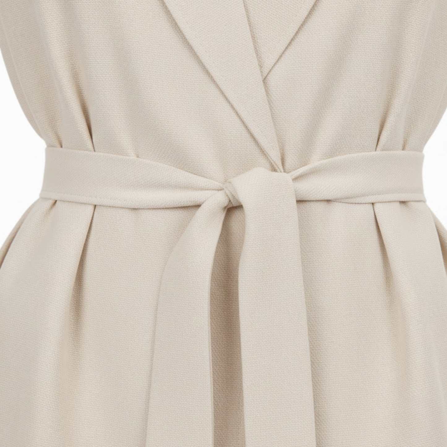 Women's Sleeveless Vest and Wide Leg Pants Outfit with Turn Down Collar and Adjustable Tie Waist Belt