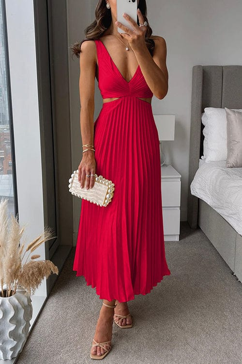 Elegant Pleated Midi Dress for Women - Stylish and Versatile Fashion
