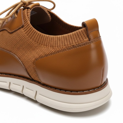 Men's Lace-Up Brogue Shoes - Pointed Toe PU Leather Casual Dress Footwear with Rubber Sole