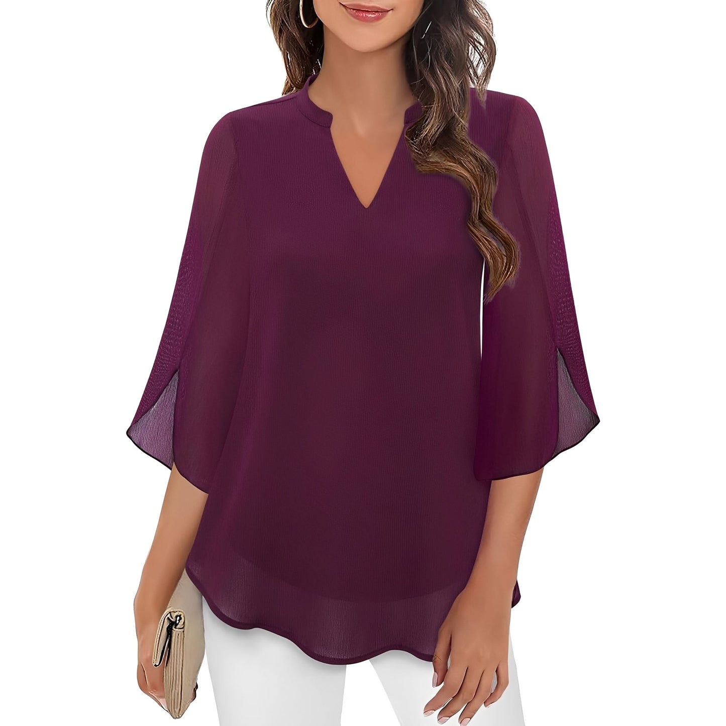 Vanessa - Loose Fit V-Neck Blouse for Women