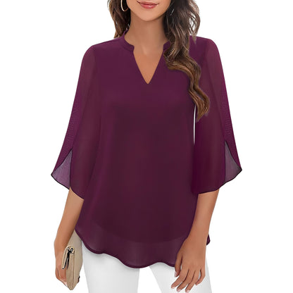 Vanessa - Loose Fit V-Neck Blouse for Women