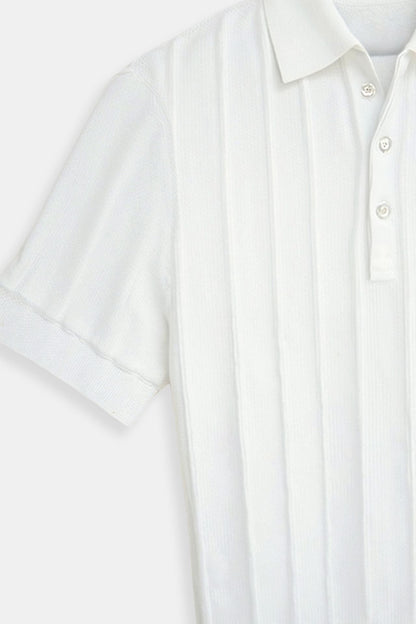 Men's Short Sleeve Polo Shirt with Vertical Stripes - Casual Summer Fashion