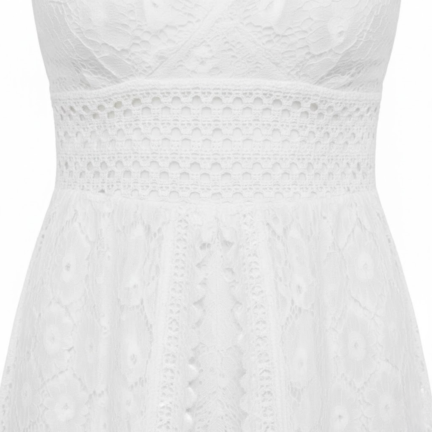 Women's Floral Lace V-Neck Maxi Dress with Empire Waist and Front Split