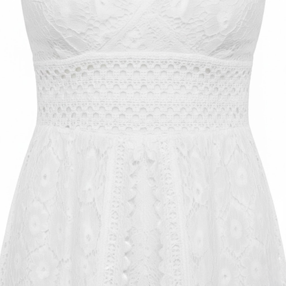 Women's Floral Lace V-Neck Maxi Dress with Empire Waist and Front Split