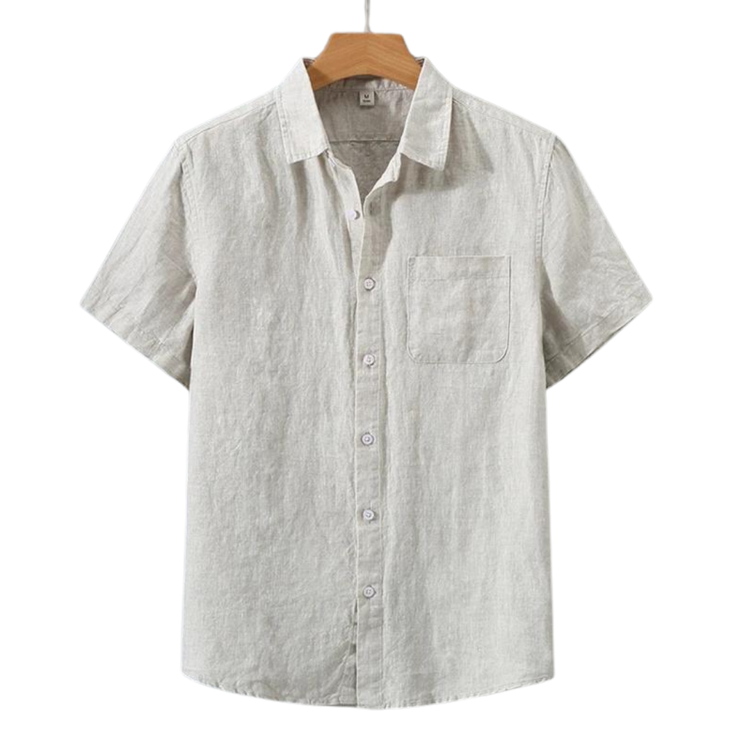 Men's Short Sleeve Linen Shirt - Lightweight Summer Casual Top